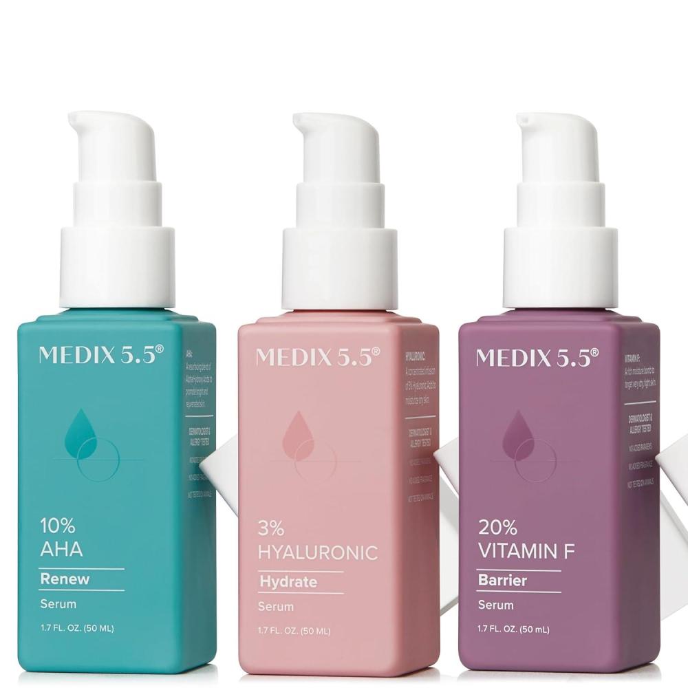 imageMEDIX Fragrance Free Firming Retinol Body Lotion 3 Hyaluronic Acid Serum Booster 2pc Skin Care Set Crepey Skin Care Treatment Anti Aging Body Cream amp Face Moisturizer For Crepe Skin amp Dry SkinHyaluronic Vitamin F Exfoliating AHA Booster Set