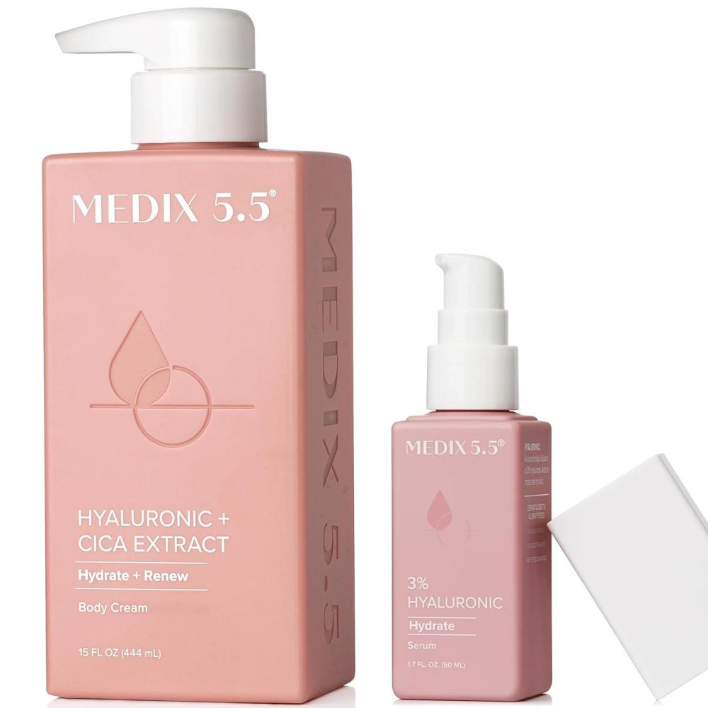 imageMEDIX Fragrance Free Firming Retinol Body Lotion 3 Hyaluronic Acid Serum Booster 2pc Skin Care Set Crepey Skin Care Treatment Anti Aging Body Cream amp Face Moisturizer For Crepe Skin amp Dry SkinHyaluronic Acid Cream Booster Set