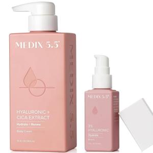 MEDIX Fragrance Free Firming Retinol Body Lotion + 3% Hyaluronic Acid Serum Booster 2pc Skin Care Set | Crepey Skin Care Treatment | Anti Aging Body Cream & Face Moisturizer For Crepe Skin & Dry Skin(Hyaluronic Acid Cream + Booster Set)