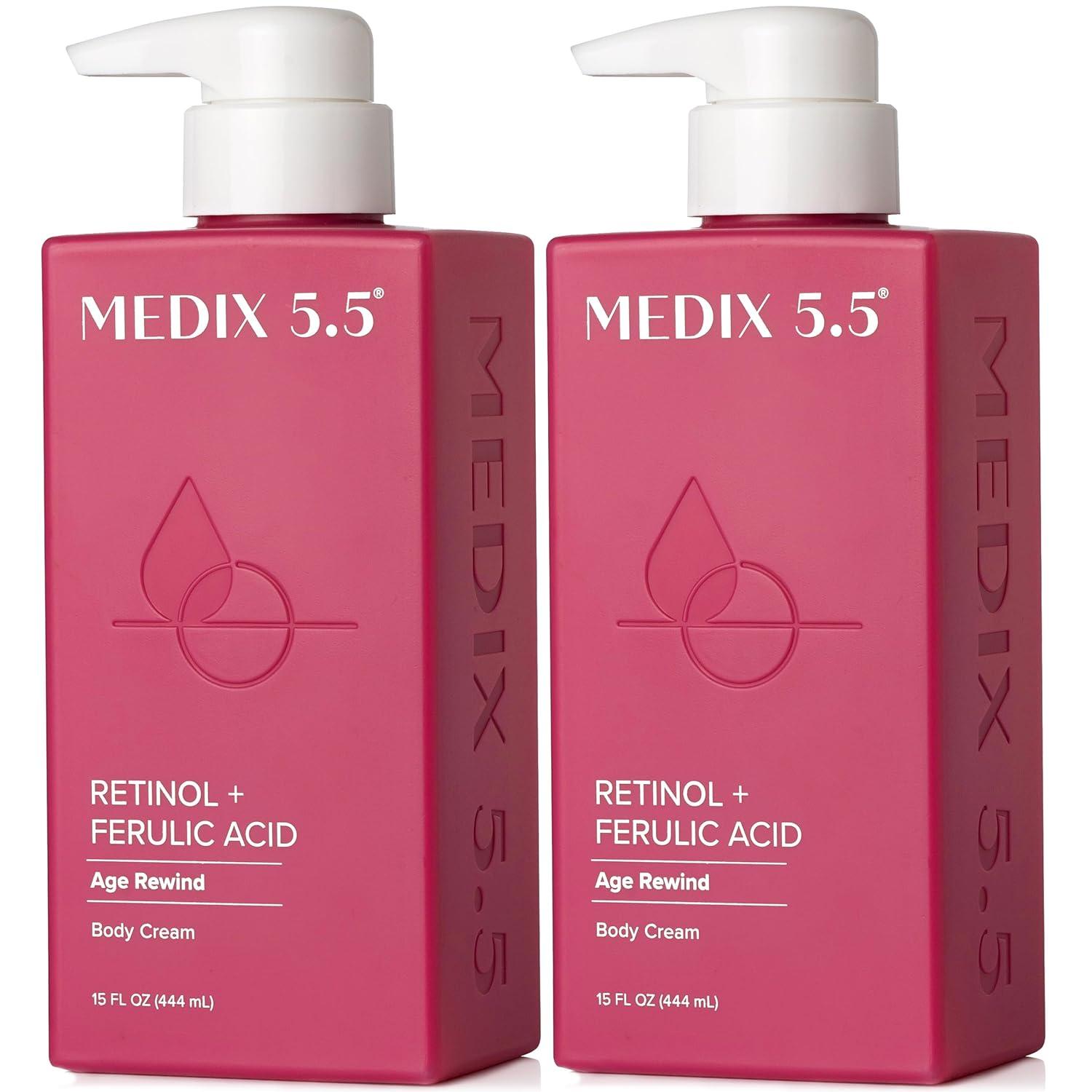 imageMEDIX Anti Aging Skin Care 3PC Set Retinol Body Cream Exfoliating AHA Glycolic Acid Foaming Face amp Body Wash Vitamin F Booster Serum Wash Treat Hydrate Skincare Set1 Retinol Firming Cream