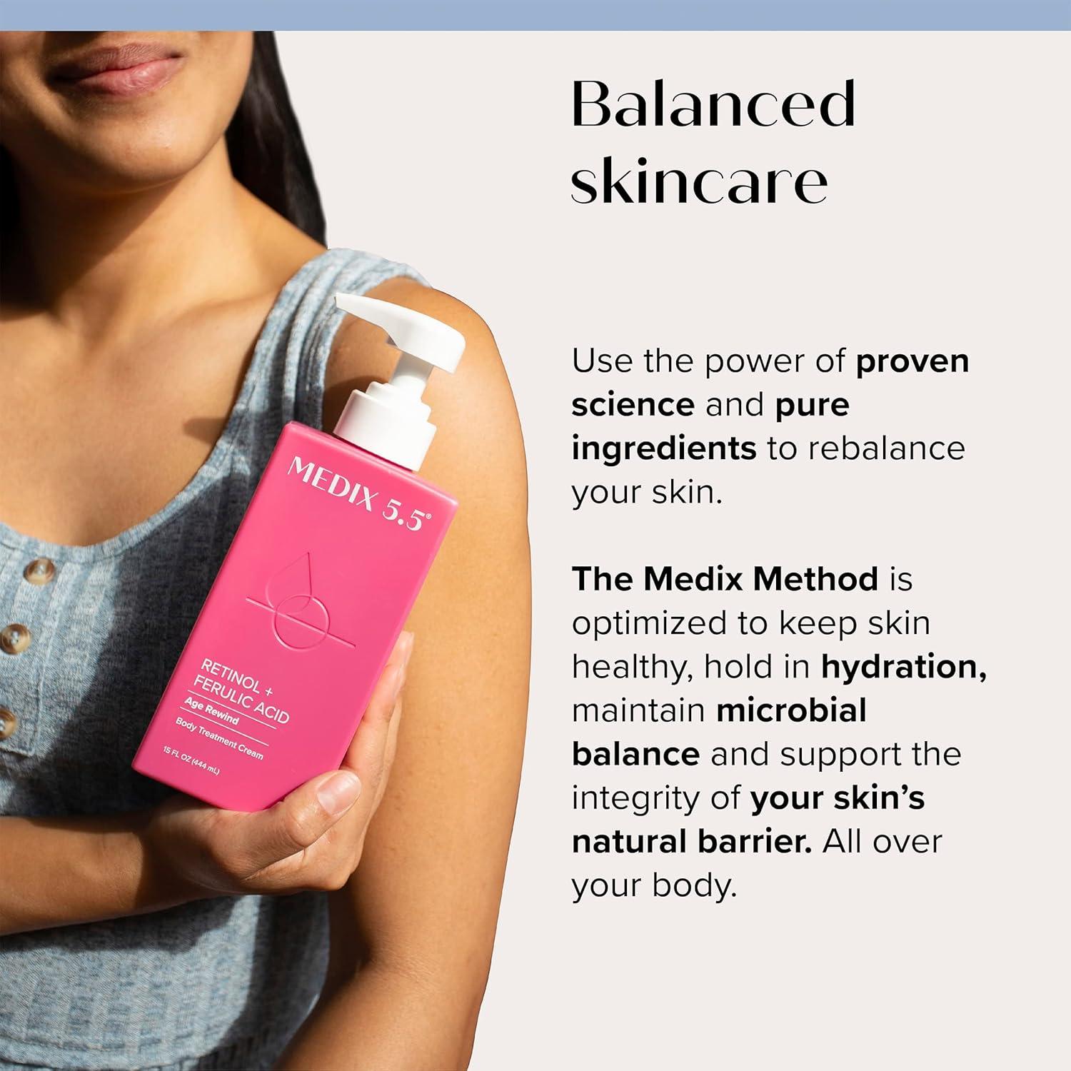imageMEDIX Anti Aging Skin Care 3PC Set Retinol Body Cream Exfoliating AHA Glycolic Acid Foaming Face amp Body Wash Vitamin F Booster Serum Wash Treat Hydrate Skincare SetCollagen Retinol Cream