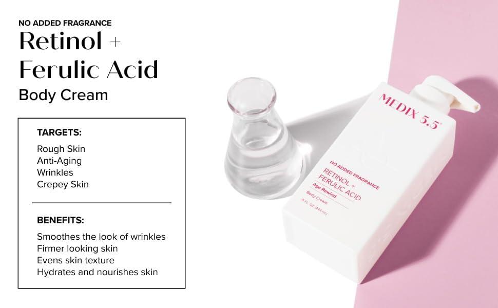 imageMEDIX Anti Aging Skin Care 3PC Set Retinol Body Cream Exfoliating AHA Glycolic Acid Foaming Face amp Body Wash Vitamin F Booster Serum Wash Treat Hydrate Skincare Set2 FragranceFree Retinol Cream