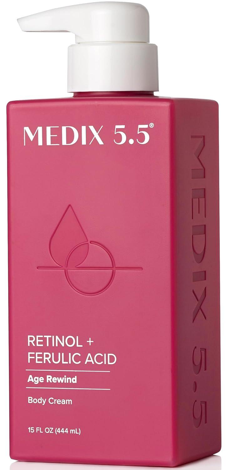 imageMEDIX Anti Aging Skin Care 3PC Set Retinol Body Cream Exfoliating AHA Glycolic Acid Foaming Face amp Body Wash Vitamin F Booster Serum Wash Treat Hydrate Skincare Set1 Retinol Firming Cream