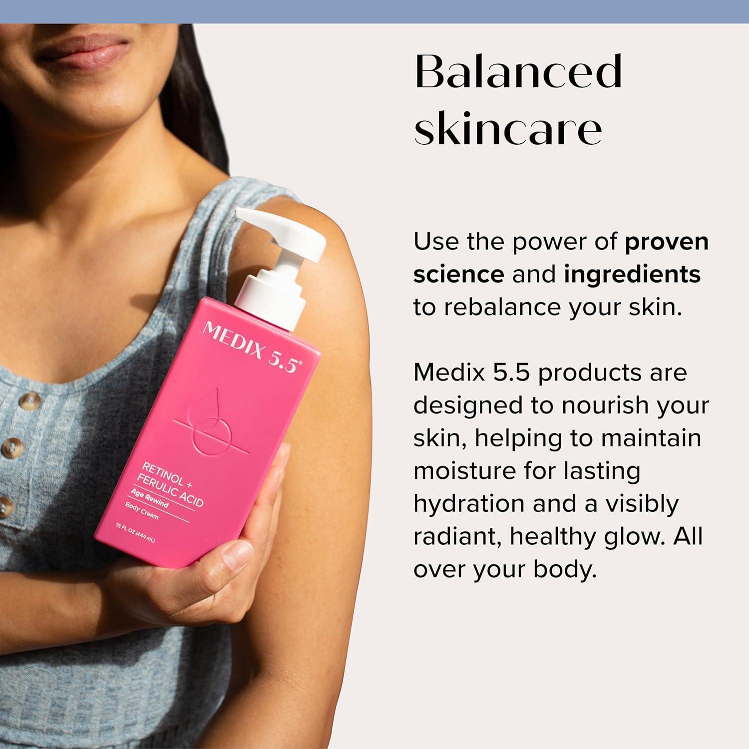 imageMEDIX Anti Aging Skin Care 3PC Set Retinol Body Cream Exfoliating AHA Glycolic Acid Foaming Face amp Body Wash Vitamin F Booster Serum Wash Treat Hydrate Skincare Set1 Retinol Firming Cream