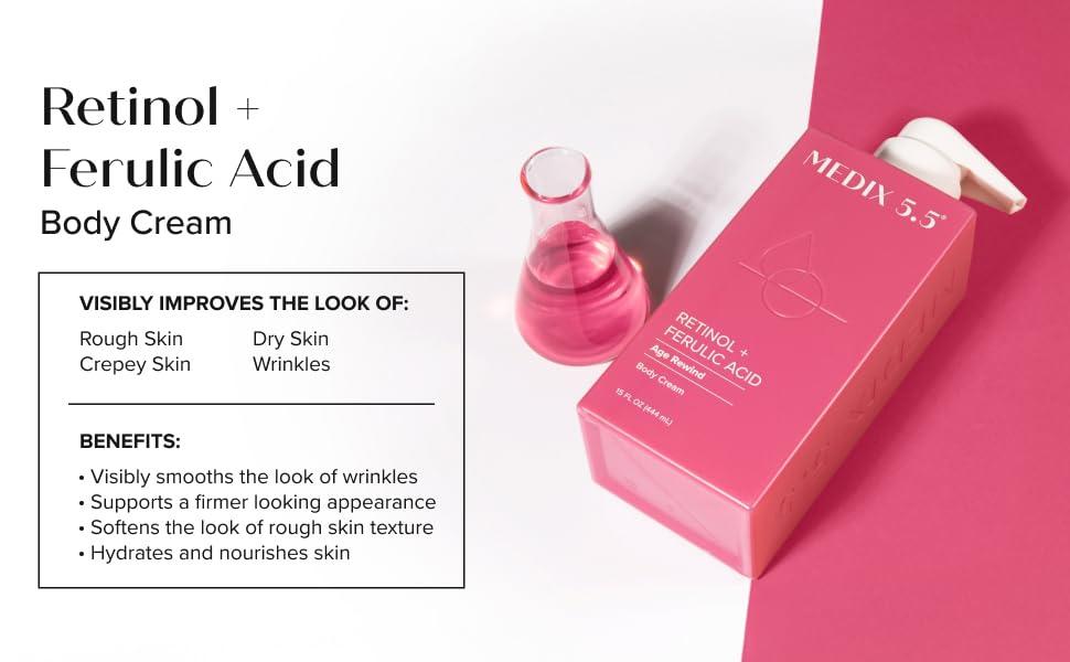imageMEDIX Anti Aging Skin Care 3PC Set Retinol Body Cream Exfoliating AHA Glycolic Acid Foaming Face amp Body Wash Vitamin F Booster Serum Wash Treat Hydrate Skincare Set1 Retinol Firming Cream