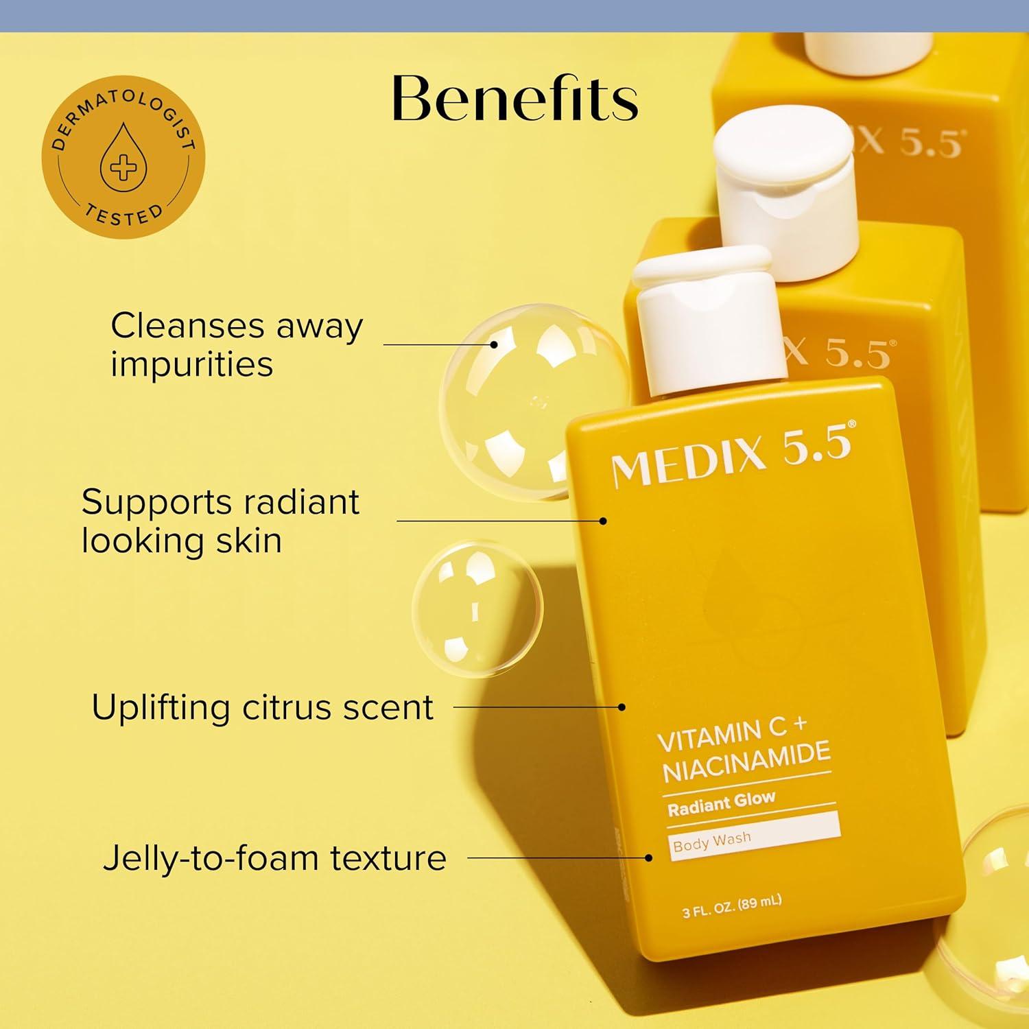 imageMEDIX Vitamin C Cream Wash Hyaluronic Acid Serum 3PC Travel Kit Skin Care Set Vitamin C Body Lotion amp Body Wash 3 Hyaluronic Serum Skincare Set To Improve Look Of Dark Spots amp Dry Skin 3PC