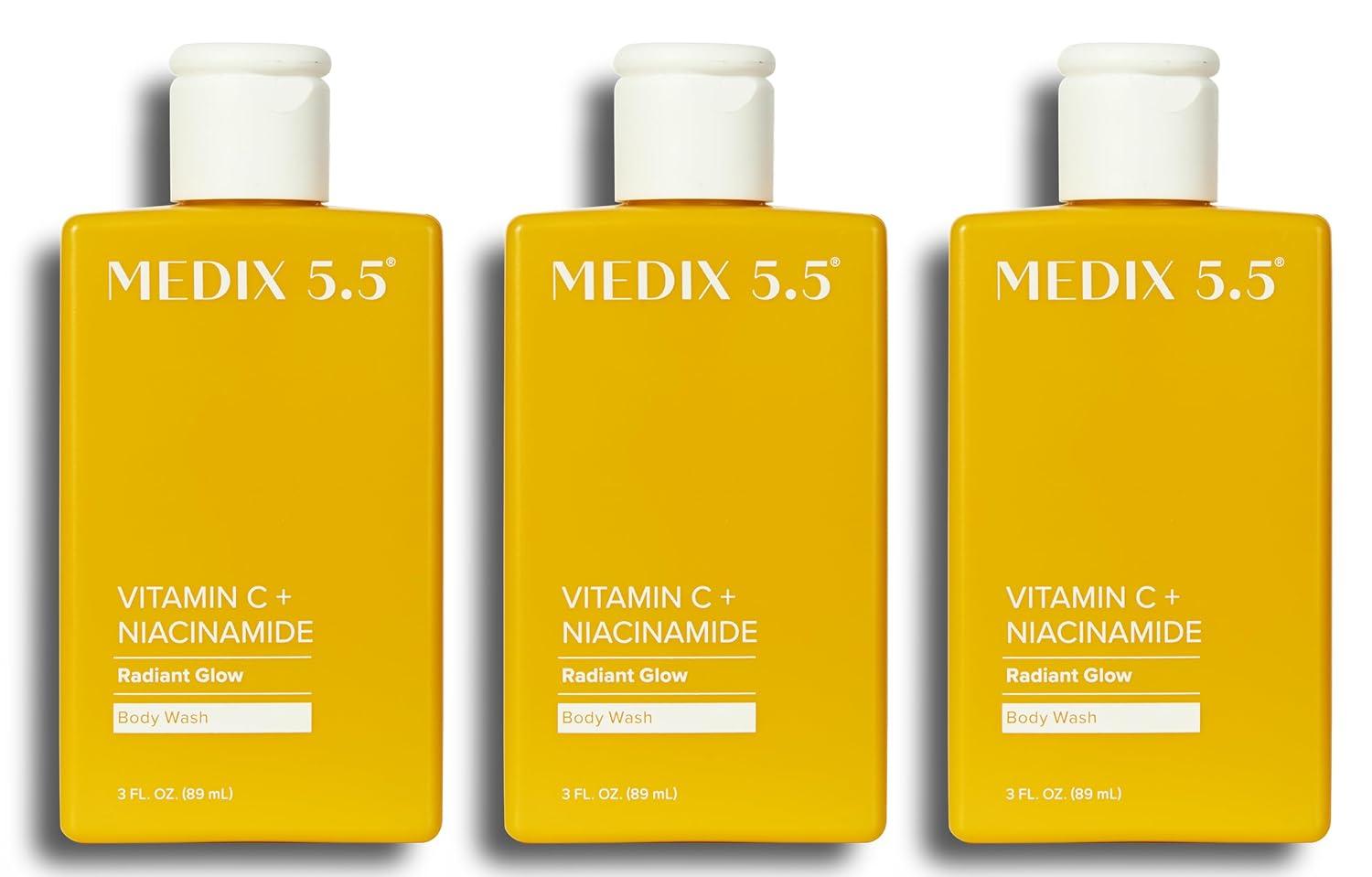 imageMedix 55 Exfoliating AHA Glycolic Acid Face amp Body Wash Cleanser Hyaluronic Acid Moisturizing Body Cream Lotion Skin Care 2PC Set Alpha Hydroxy Acid amp Lactic Acid Foaming Face WashRadiant Glow Body Wash Travel Size