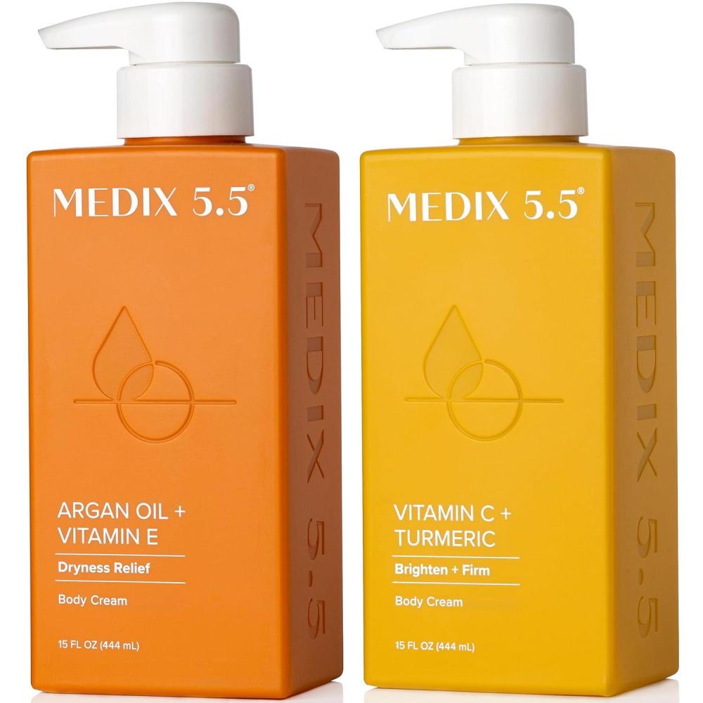 imageMEDIX Anti Aging Skin Care 3PC Set Retinol Body Cream Exfoliating AHA Glycolic Acid Foaming Face amp Body Wash Vitamin F Booster Serum Wash Treat Hydrate Skincare SetVitamin C Argan Oil Cream