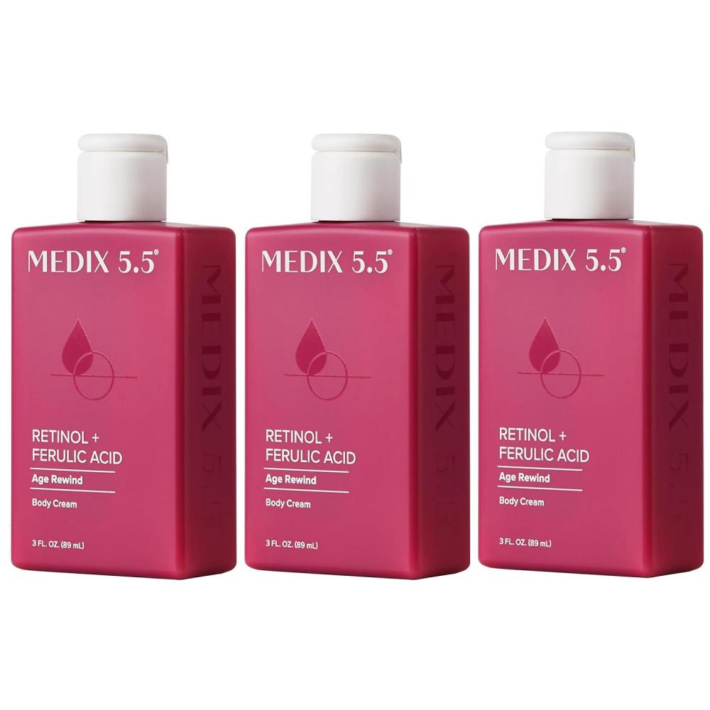 imageMEDIX Anti Aging Skin Care 3PC Set  Retinol Body Cream  Exfoliating AHA Glycolic Acid Foaming Face amp Body Wash  Vitamin F Booster Serum Wash  Treat  Hydrate Skincare Set1  Retinol Firming Cream