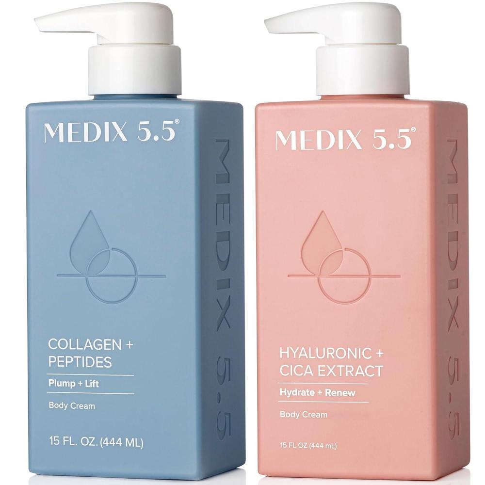 imageMEDIX Anti Aging Skin Care 3PC Set Retinol Body Cream Exfoliating AHA Glycolic Acid Foaming Face amp Body Wash Vitamin F Booster Serum Wash Treat Hydrate Skincare SetCollagen Hyaluronic Acid Cream