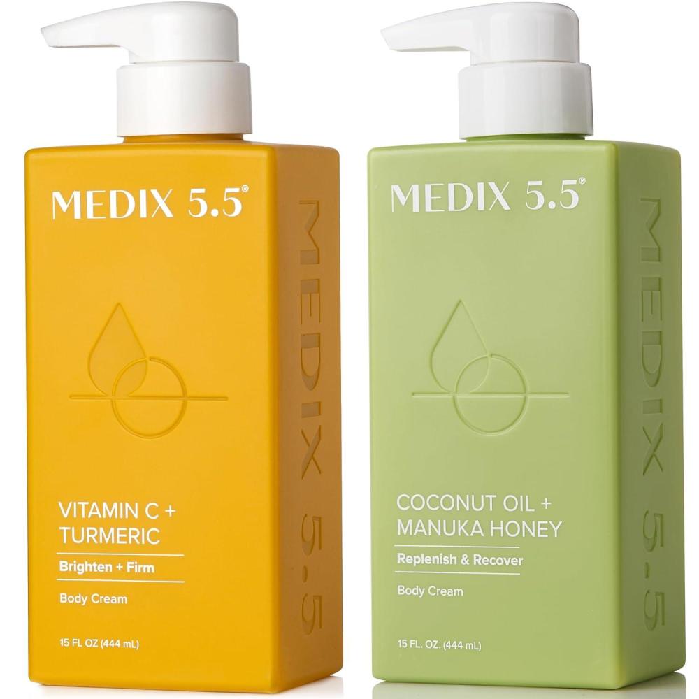 imageMedix 55 Brightening Vitamin C Cream Coconut Oil Moisturizer Skin Care Set Body Cream amp Face Lotion Bundle Firming Body Lotion Set For Women Crepey Skin Treatment Wrinkles Cellulite 2PC