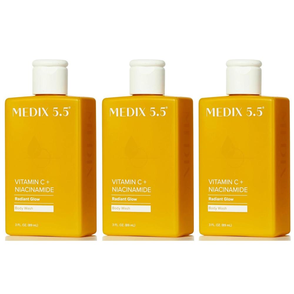 imageMedix 55 Exfoliating AHA Glycolic Acid Face amp Body Wash Cleanser Hyaluronic Acid Moisturizing Body Cream Lotion Skin Care 2PC Set Alpha Hydroxy Acid amp Lactic Acid Foaming Face WashRadiant Glow Body Wash Travel Size