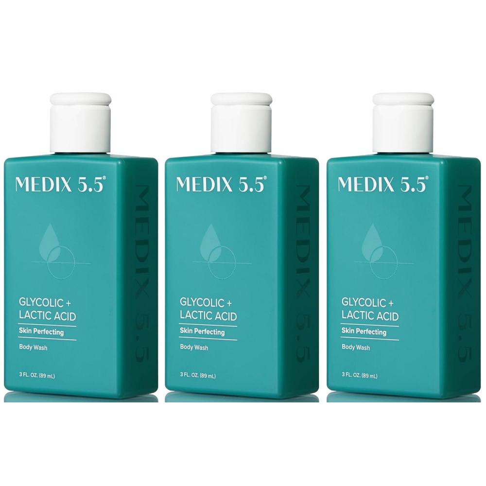 imageMedix 55 Exfoliating AHA Glycolic Acid Face amp Body Wash Cleanser Hyaluronic Acid Moisturizing Body Cream Lotion Skin Care 2PC Set Alpha Hydroxy Acid amp Lactic Acid Foaming Face WashGlycolic Body Wash Travel Size