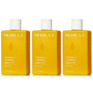 MEDIX Anti Aging Skin Care 3PC Set | Retinol Body Cream + Exfoliating AHA Glycolic Acid Foaming Face & Body Wash + Vitamin F Booster Serum, Wash + Treat + Hydrate Skincare Set(3 – Vitamin C Brightening Cream)