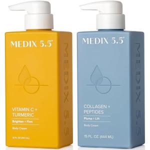 MEDIX Anti Aging Skin Care 3PC Set | Retinol Body Cream + Exfoliating AHA Glycolic Acid Foaming Face & Body Wash + Vitamin F Booster Serum, Wash + Treat + Hydrate Skincare Set(Vitamin C + Collagen Cream)