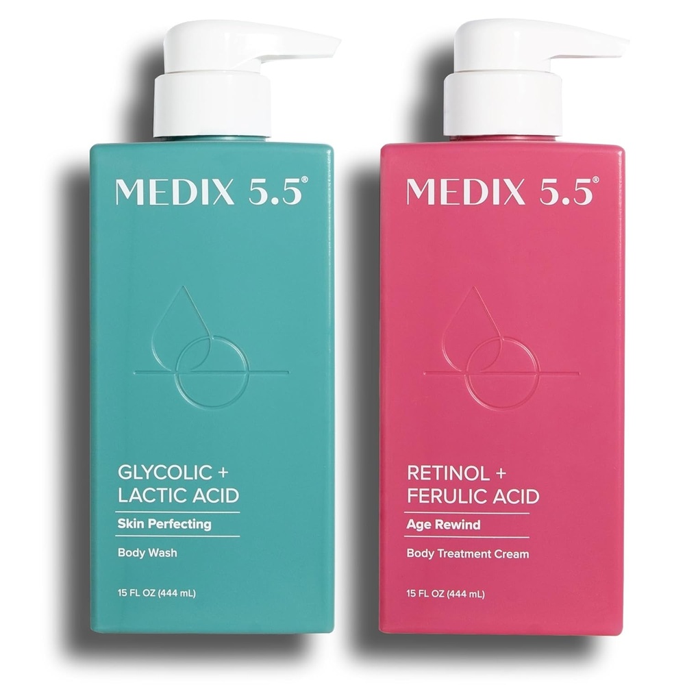 image:imageMedix 55 Retinol Age Rewind Body Treatment Cream Glycolic Acid Exfoliating Body Wash Set